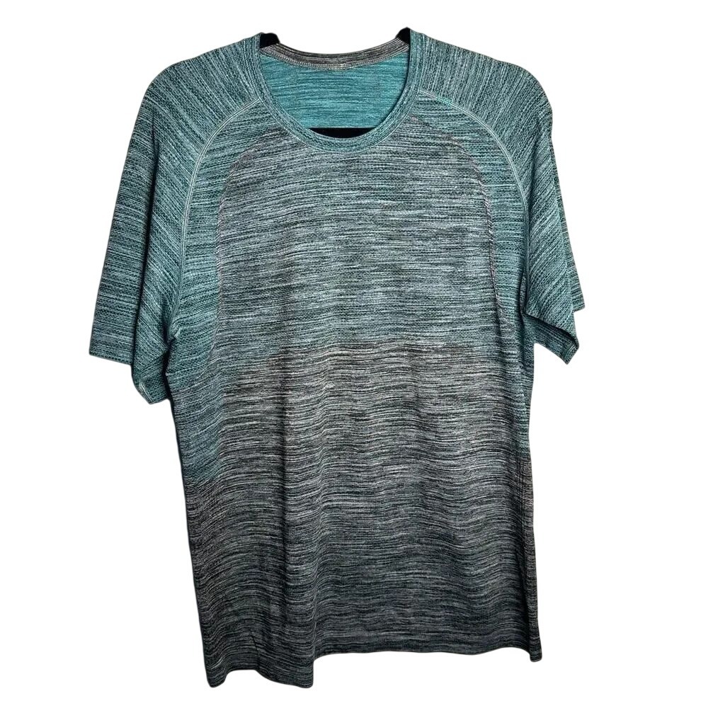 Lululemon Metal Vent Tech Short Sleeve Shirt Teal Grey Space Dye Ombre Mens‎ L